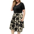 thumbnail image 2 of VERABENDI Women's Plus Size Dresses Short Sleeve Crew Neck Pleated Swing Dress with Pockets (L-4XL), 2 of 6