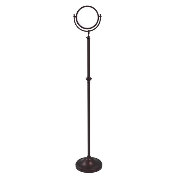 Allied Brass DMF-2/2X Adjustable Height Floor Standing 8 Inch Diameter with 2X Magnification Make-Up Mirror, Antique Bronze