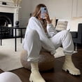 thumbnail image 3 of Shoes Woman Boots Knitted Sock Boots Women's Thick-soled Short Tube Breathable Plus Size Boots Platform Booties Heels, 3 of 4