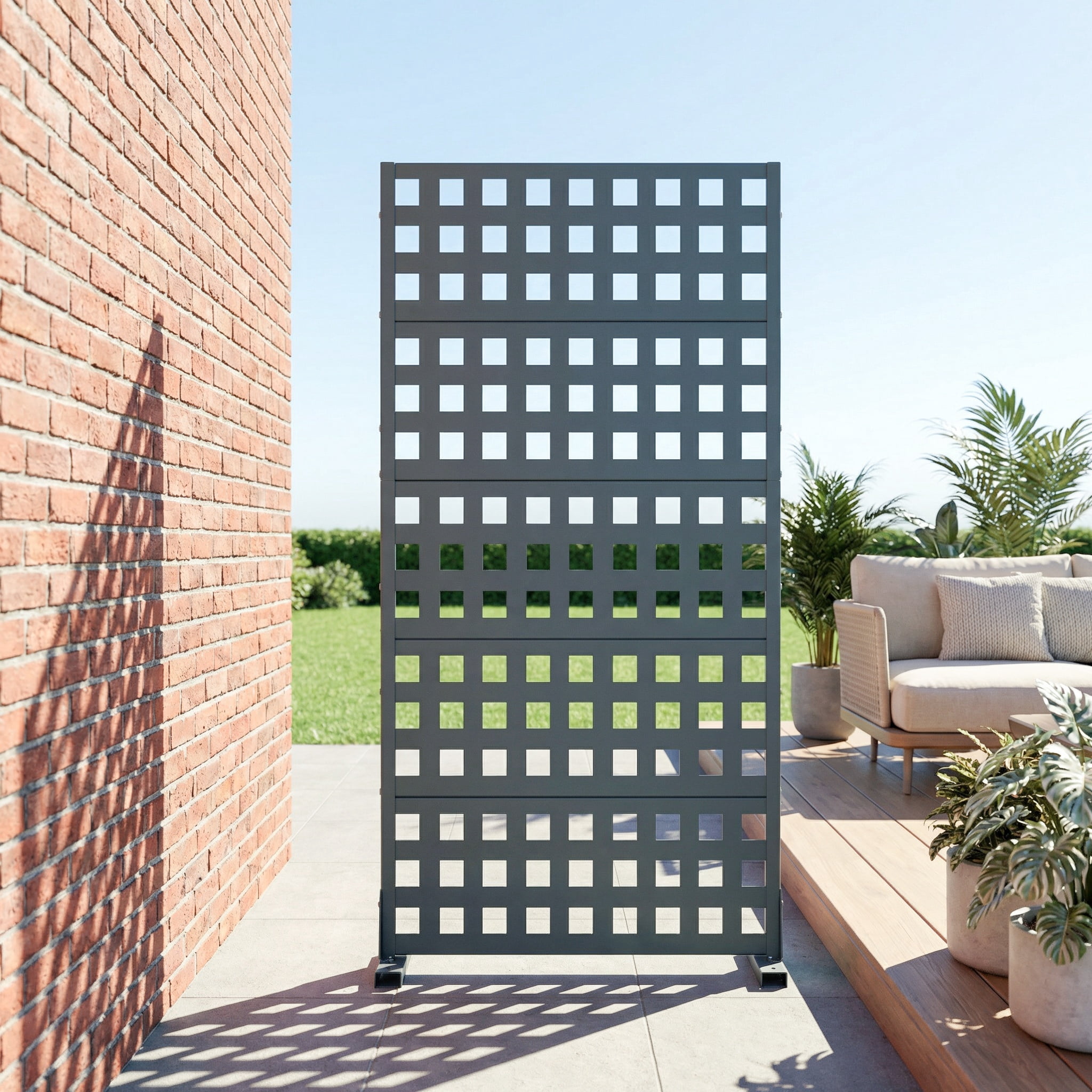 Privacy Metal Screen Fence Panel Horizontal Stripe Pattern