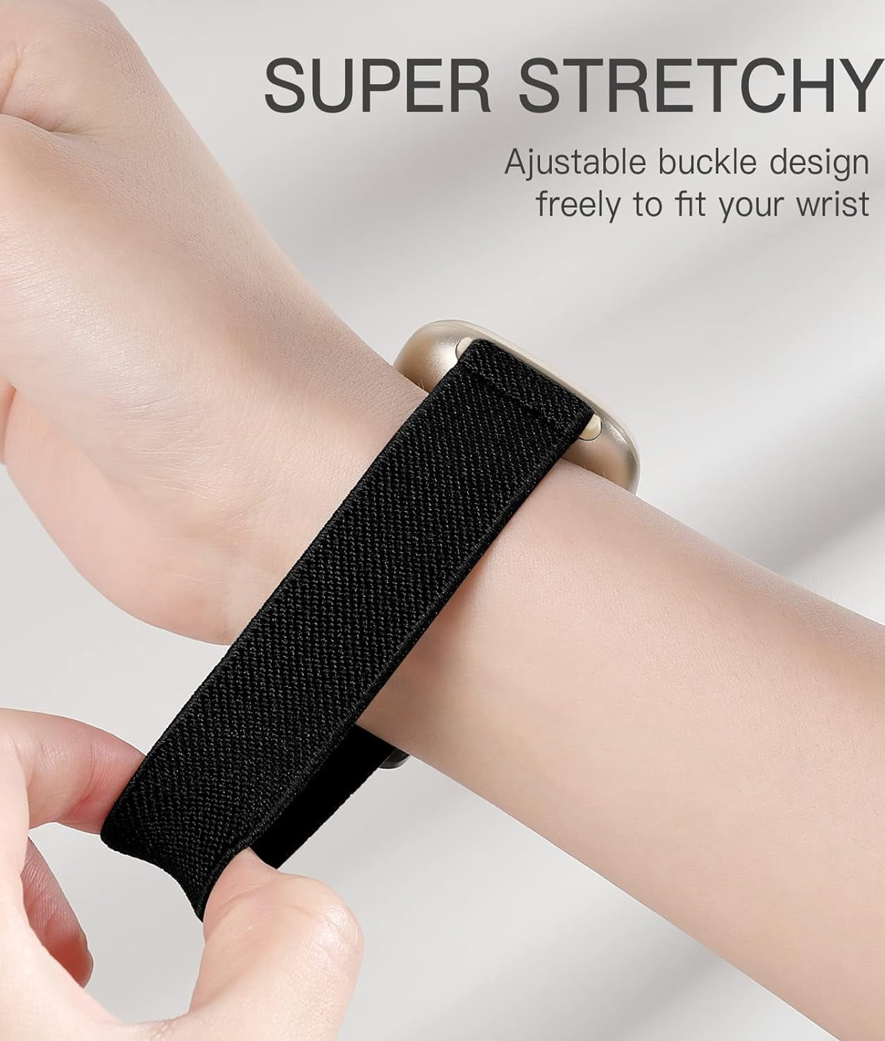 REQO 10 Pack for Fitbit Versa 3 Bands/Fitbit Versa 4 Band/Fitbit Sense Bands for Men Women, Adjustable Stretchy Solo Loop Elastic Nylon Sport Strap for SmartWatch Replacement