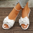 thumbnail image 5 of Alkepwun House Slippers Women's Summer Solid Color Bow Flat Casual Non-Slip Sandals Lightweight Comfort Versatile Slip On Open Toe Outdoor Shoes, 5 of 9