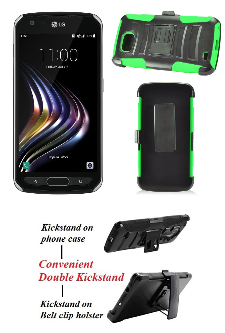 Shockproof Cassette Tape Drop-Protection Dual Layered Case w/Kickstand Rugged Cover Compatible with LG X Venture/Calibur / LV9 