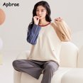 thumbnail image 4 of Pijamas de algodón para mujer, Otoño Invierno, mangas largas, pantalones largos, cárdigan con cuello redondo, ropa de dormir Kawaii para mujer, ropa de descanso, 4 of 5