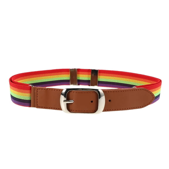 MLINS Elastic Adjustable Sports Belt Rainbow Striped Design Waist Belt Adjustable Belt with Buckle Fitness Waistband Sports Running Belt for Women Men