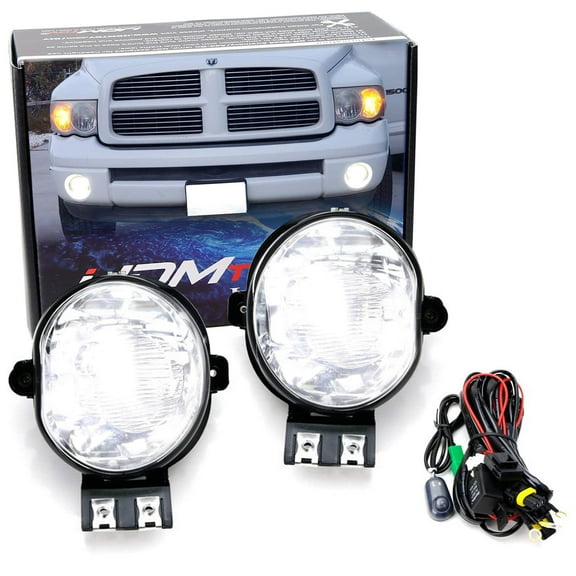 Clear Lens Fog Light Kit w/ 15-SMD Xenon White LED Bulbs w/Relay Wire & Switch, For Dodge 2002-2008 RAM 1500, 2003-2009 RAM 2500 3500 & 2004-2006 Durango