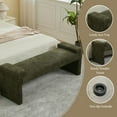 thumbnail image 6 of 58.7" End of Bed Bench,Upholstered Modern Bedroom Bench for Living Room & Entryway, Easy Assembly, Footrest Ottoman Accent Window Bench with Solid Wood Frame & Curved Arm, Green, 6 of 9