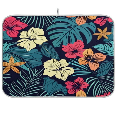 

Kitchen Drying Mat 18x24In Drying Dish Mat Dish Drying Mats Kitchen Countertop Multi-Function Drain Drying Mat Kitchen Table Hawaiian Flower