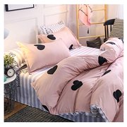 ORIHOME Pink Bedding Sets Queen for Girls, Washed Cotton Like Soft Pink Duvet Cover Set 3 Piece with One Zipper Closure Duvet Cover 90x90 Inches and Two Pillowcases