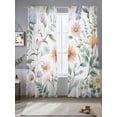 thumbnail image 2 of Watercolor Flower Sheer Curtains 96 Inch Long 2 Panels, Spring Herb Plant Leaf Light Filtering Rod Pocket Semi Sheer Curtains, Sheer Voile Drapes for Living Room Bedroom, 52"x96", 2 of 5