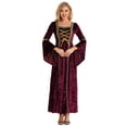 thumbnail image 3 of XUNZOO Womens Medieval Victoria Queen Princess Velvet Dress Renaissance Maxi Dresses Burgundy XXL, 3 of 7