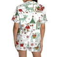 thumbnail image 5 of Pyjamas pour Femmes Imprimé Graphique Satin de Soie Mignon Vêtements de Nuit Boutons Manches Courtes Hauts Ensembles Shorts, 5 of 5