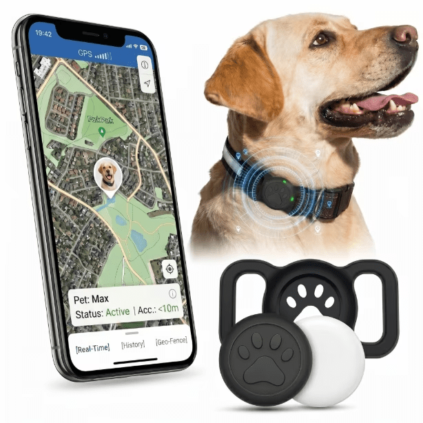 Sovob Pet Tracker and GPS Tracker for Dogs, IP67 Waterproof Dog Tracker for Real-Time Location Tracking, Fits 1-Inch Collars