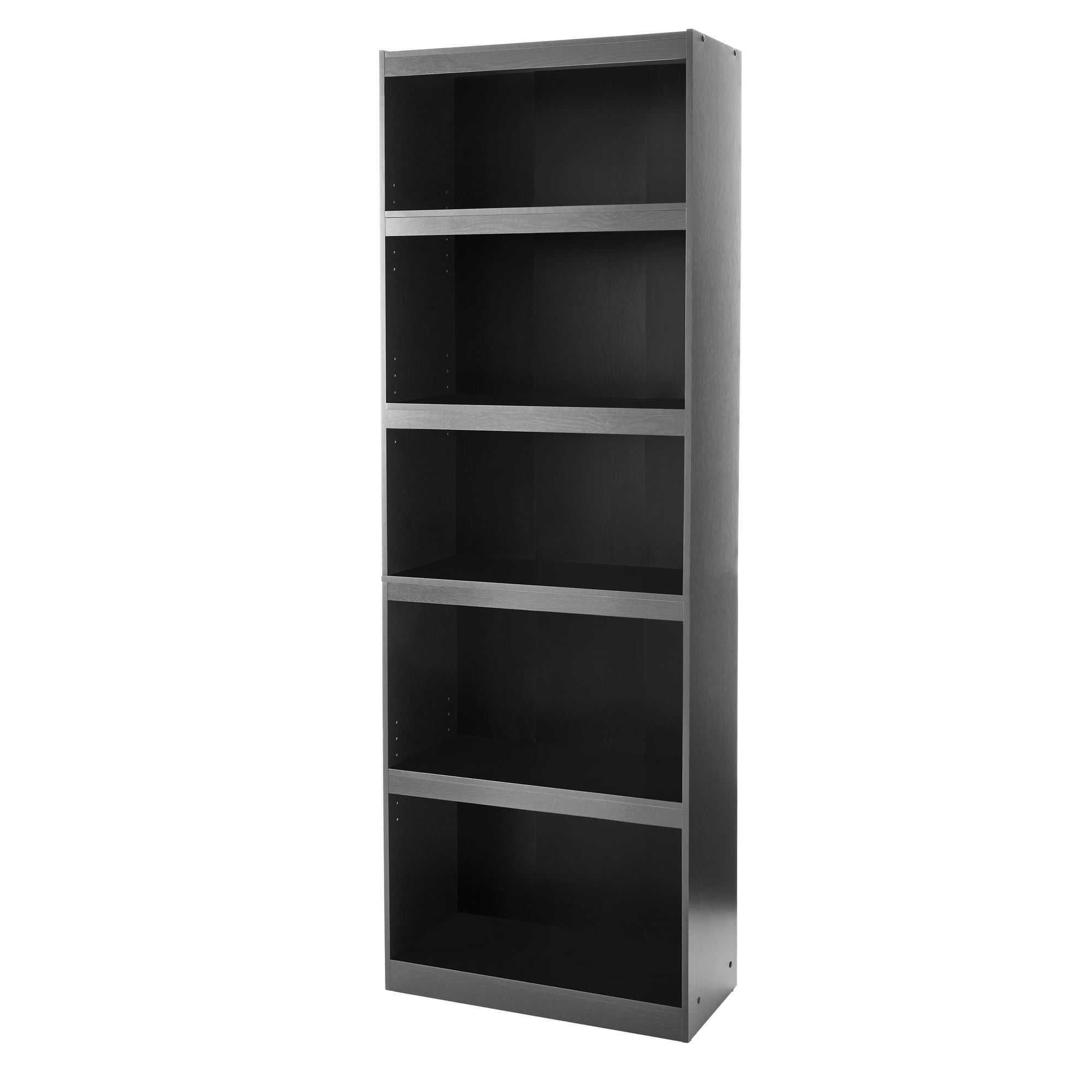 Mainstays Framed 5-Shelf Bookcase with Adjustable Shelves, True Black Oak