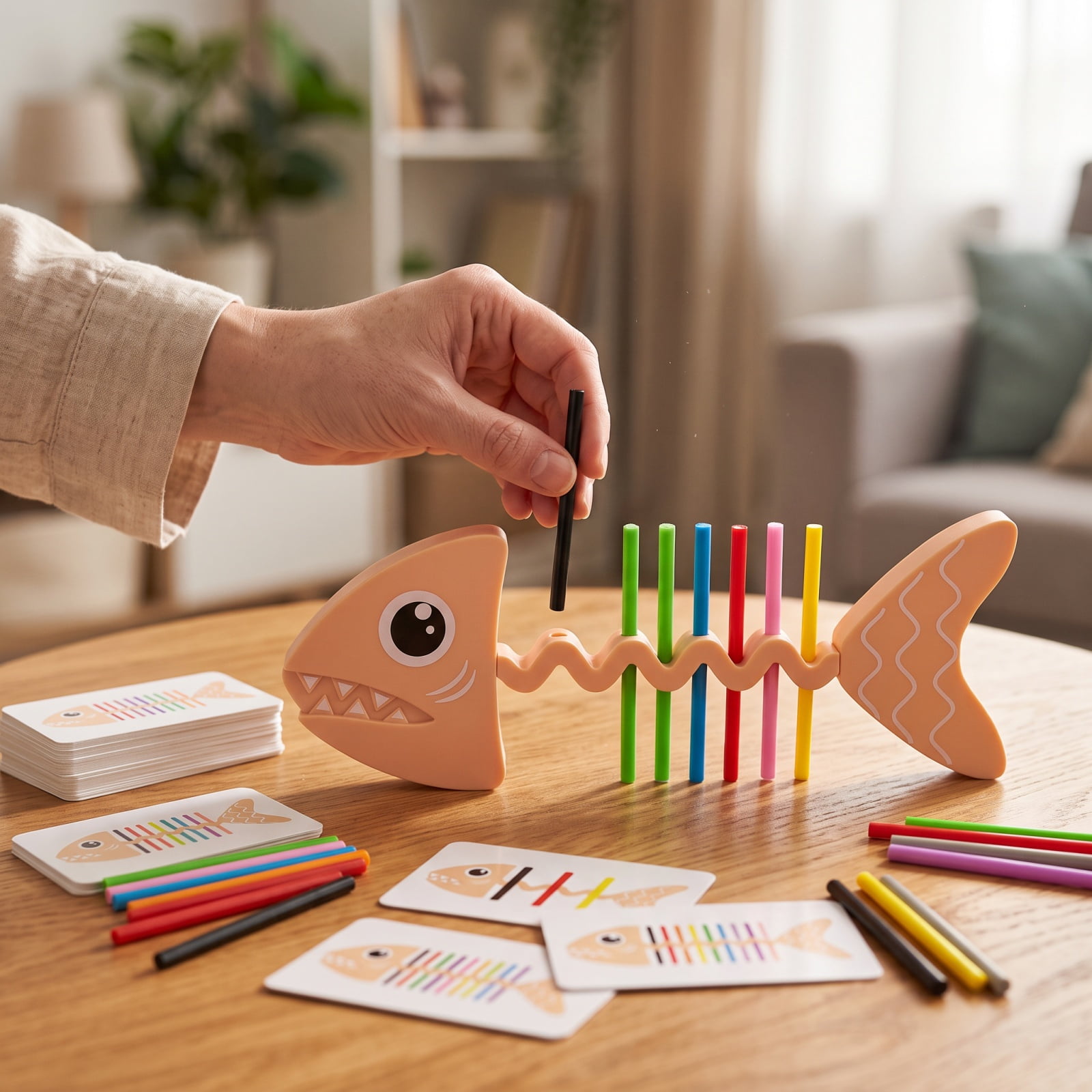Clearance! Wooden Puzzle Board Game - Fishbone Pairing Activity Memory and Pattern Recognition Fun Family Game Toddler Learning Toys