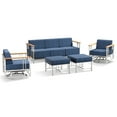 thumbnail image 4 of Opohoro 5-Pieces Outdoor Conversation Set with Powder Coated Steel Patio Sofa and Swivel Rocking Chairs, Blue, 4 of 12