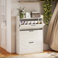 thumbnail image 2 of HOMCOM Armoire à Chaussures Étroite Armoire de Rangement pour Chaussures Style Ferme Chêne Blanc, 2 of 10