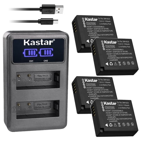 Kastar 4-Pack DMW-BLE9 Battery and LED2 USB Charger Compatible with Panasonic Lumix DMC-GX7 DMC-GX7K  Lumix DMC-GX80  Lumix DMC-GX85  Lumix DMC-LX100 DMC-LX100K DMC-LX100S  Lumix DMC-S6 Camera