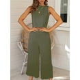 thumbnail image 4 of Conjunto de dos piezas de chaleco y pantalones informales, chaleco sin mangas con botones en la espalda y conjunto de pantalones sueltos de pierna ancha, ropa de mujer, 4 of 4