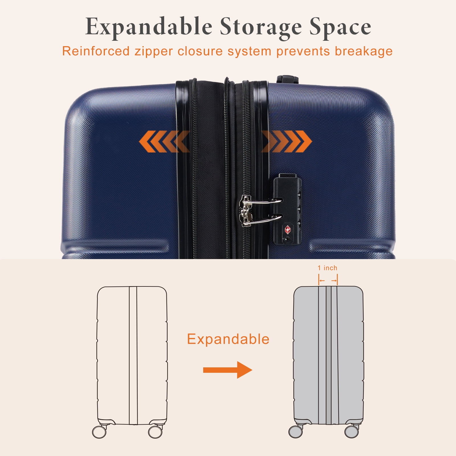 ZUNMOS 28" Checked Luggage Hardside Suitcase with Spinner Wheels and TSA Lock, Blue