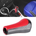 thumbnail image 2 of PU Leather Gear Shift Head, 6 Speed Red & Carbon Fiber Gear Shift Knob, For Auto Car, 2 of 8