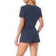 thumbnail image 3 of Pijamas de Mujer INSPIRE CHIC de Punto Waffle con Botones, Conjunto de Top Corto de Manga Corta y Pantalones Cortos 2 Piezas, Talla XL, Azul Marino, 3 of 6