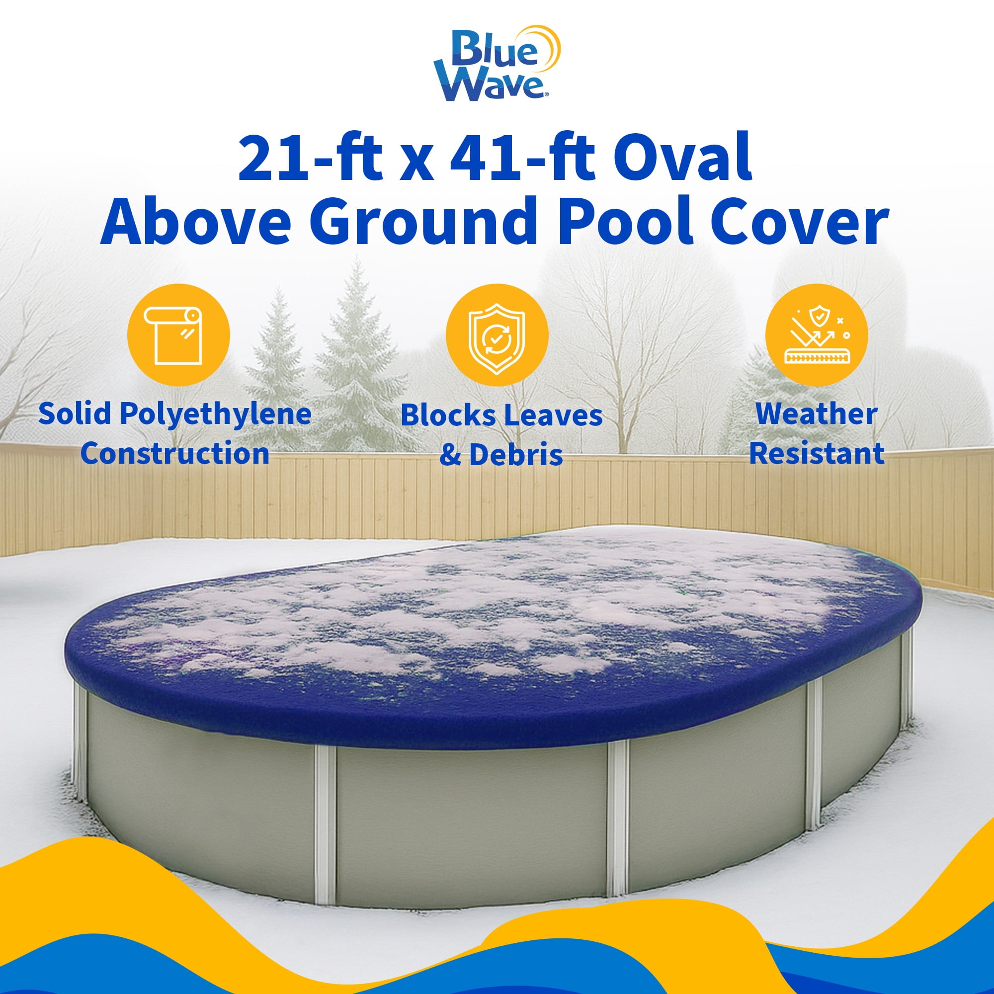 Blue Wave 25' x 45' Oval Premium Winter Pool Cover, Blue