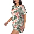 thumbnail image 2 of Naloa Lilies Flowers Women's Short-Sleeved Pajama Set, Loungewear, Summer pajamas, Breathable Cozy - Medium, 2 of 9