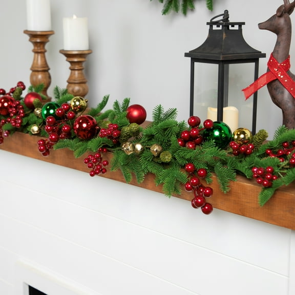 Pine with Ornaments and Berries Artificial Christmas Garland - 5' - Unlit