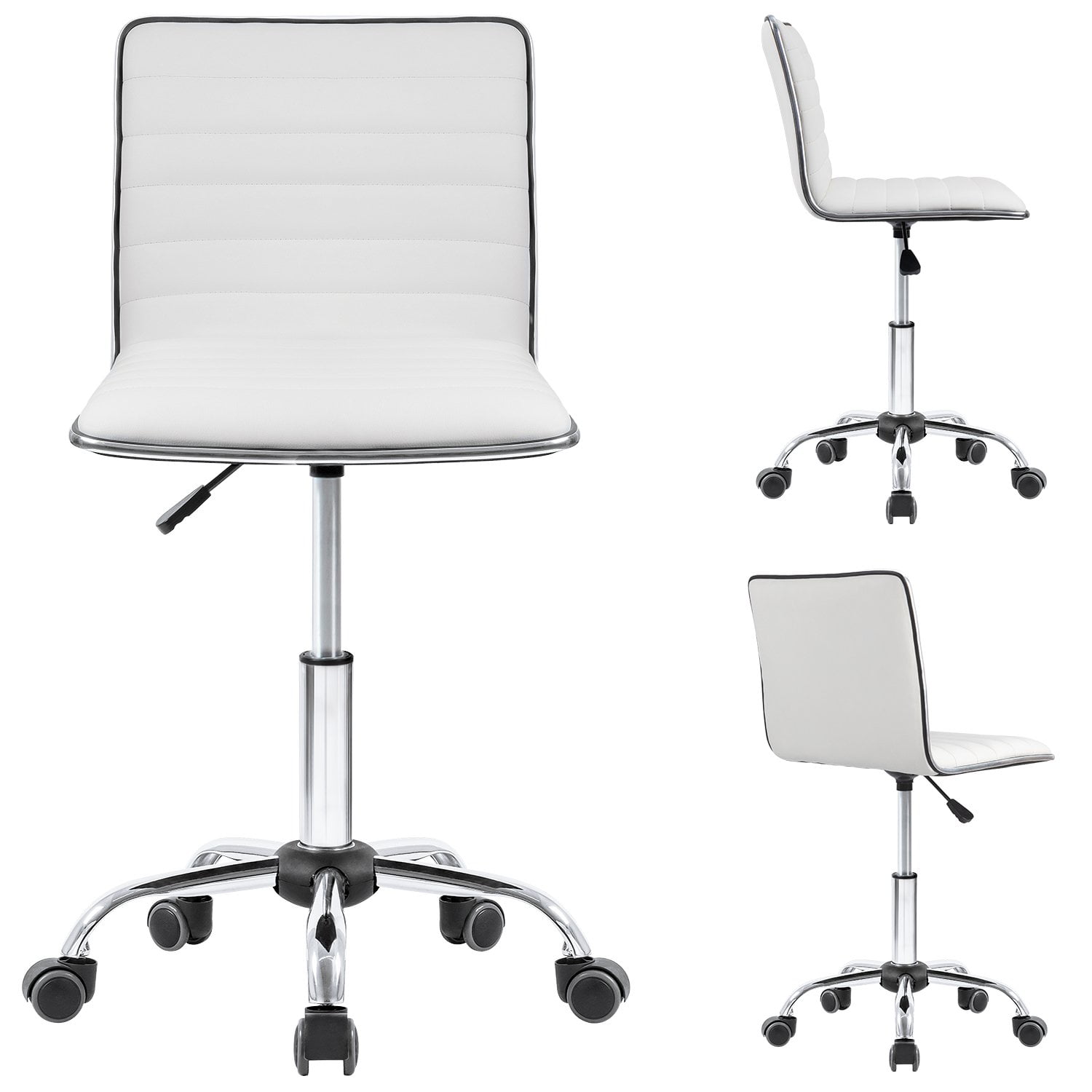 Details about   Armless Home Office Chair Mid-Back Task Chair Adjustable Swivel Desk Chair 