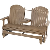 Innovaze Poly Lumber Patio Glider for Outdoor Porch & Patio with Foldable Cup Holders,HIPS All-Weather Resistant , High Back & Contoured Seat, 900 lb (3-Seat Brown)