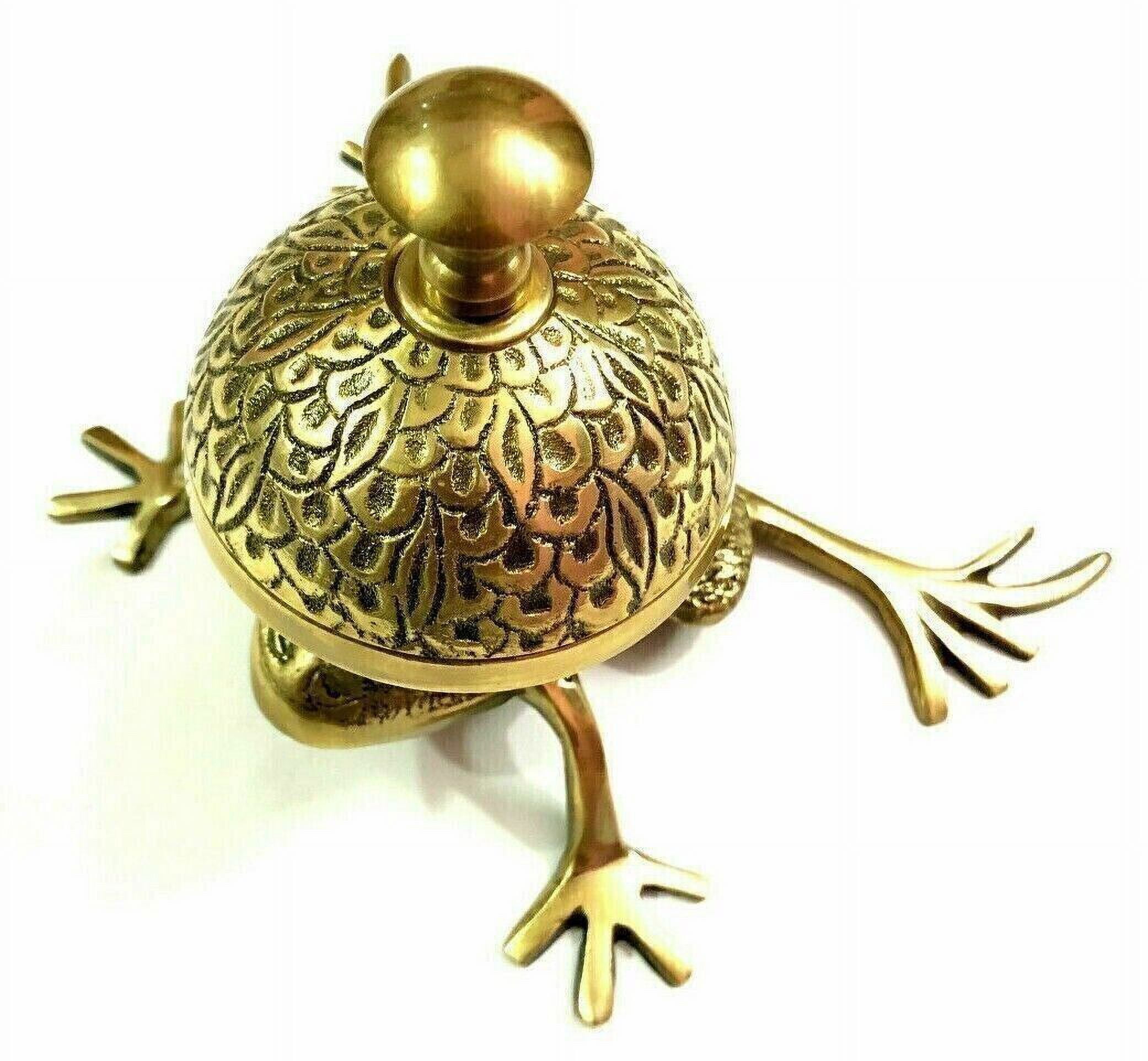 Antique Brass Frog Bell Hotel Counter Reception Desk Bell Decor Nautical Gift