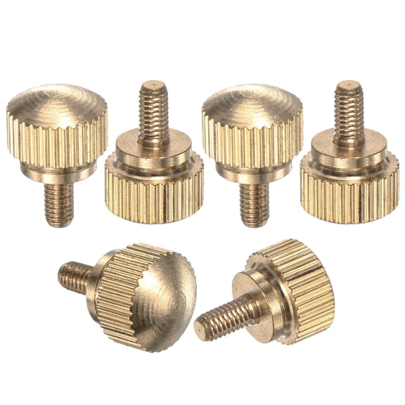 Uxcell 6-Pack Knurled Thumb Screws, M3x6mm Solid Brass Flat Head Knobs Bolts with Shoulder Grip Fasteners