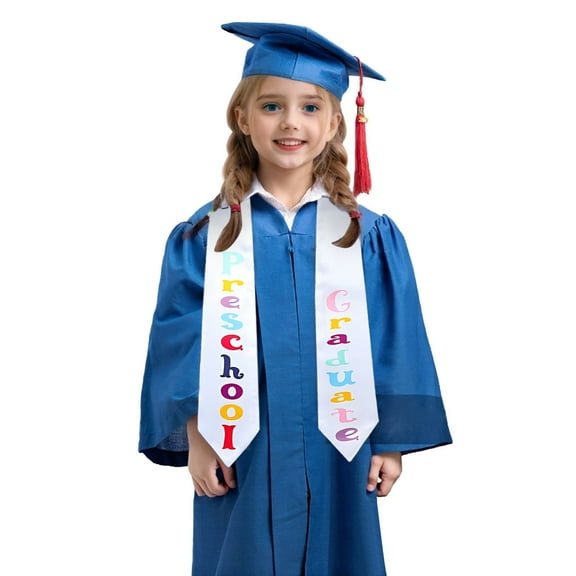 Ediodpoh Graduation Stoles Sash for Kindergarten and Elementary School Kids Academic Wraps with Matching Cap White