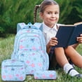 thumbnail image 5 of MInHoues 3 Pcs Girls Printed Backpack Set, Floral and Butterfly Print Waterproof School Bag for Teens, 14 Inch Laptop Daypack with Lunch Bag, Pencil Case for Travel Outdoors, Pink, 5 of 5