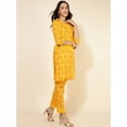 thumbnail image 5 of Janasya Women's Yellow Cotton Ikkat Printed Dress with Pant, 5 of 8