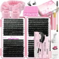 thumbnail image 1 of Kit de extensiones de pestañas DNSGOOR DIY, 684 unidades, pestañas rizadas de 10 a 18 mm en D, 1 of 9