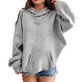 thumbnail image 3 of XAOFW Boys Girls Hoodies Solid Color Casual Pocket Long Sleeve Hoodie Sweatshirt Soft Cozy Pullover Hoodies For Everyday Wear Trendy Tops 8-9 Years, 3 of 5