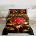 thumbnail image 2 of Feelyou Rose Flower Floral Queen Comforter Set, Romantic Anniversary Bedding Sets, Valentine's Day Theme Reversible Bedding Comforter Set, Luxury Bedroom Decor, 3pcs, 2 of 8