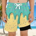 thumbnail image 3 of Kcolen Boys Swim Trunks with Compression Liner Funny Ice Cream Swim Shorts Quick Dry 2 in 1 Beach Board Shorts with Pockets, 3 of 5