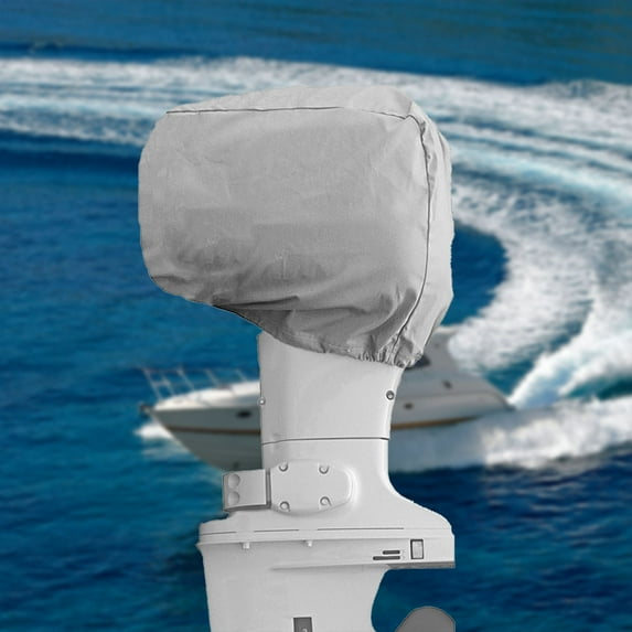 SPRING PARK Boat Outboard Cover Double-stitched Interlock Seam Anti-stretch Polyester Heavy Duty Outboard Motor Cover for 10HP/40HP/100HP/200HP Boat Yacht