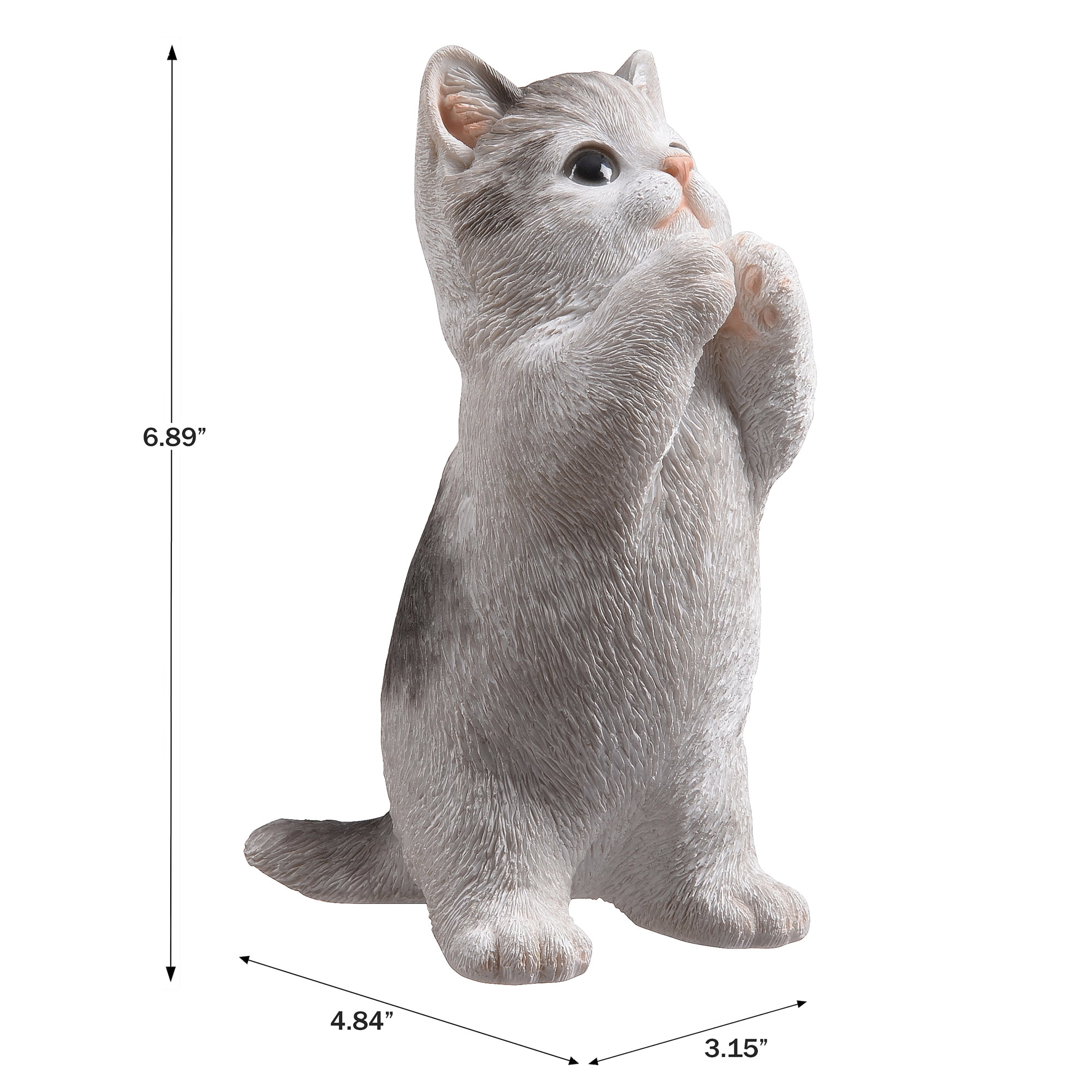 7" H Cat Kitten Statue Praying-Gray