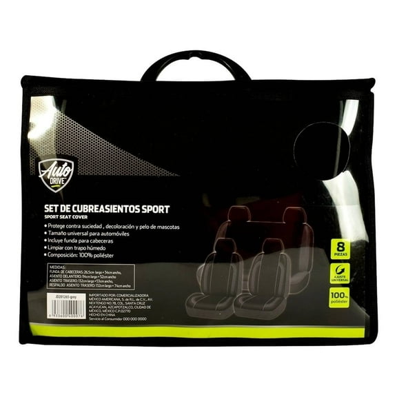 Set de Cubre Asientos Auto Drive Sport Negro 8 Piezas