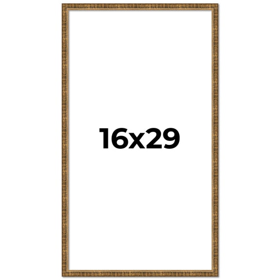 16x29 Frame Gold Solid Wood Picture Frame - Complete Modern Photo Frame Includes UV Acrylic