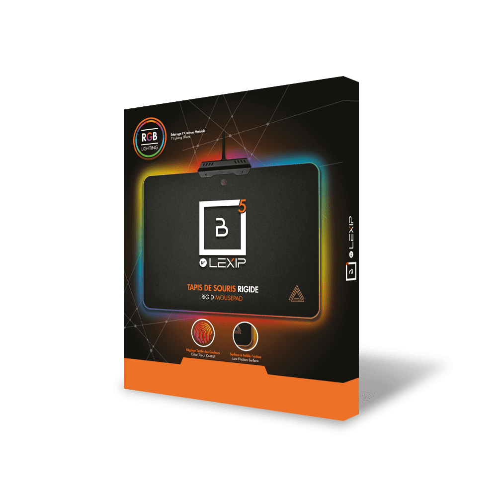 Lexip B5 Gaming RGB Mouse Pad, Customizable LED Lights, Non-Slip Low Friction Surface Rigid Mousepad for Better Control, Precision & Responsiveness
