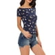 thumbnail image 4 of INSPIRAR CHIC Blusa Cortada de Manga Corta Ajustada sin Hombros S Azul Marino, 4 of 6