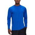 thumbnail image 2 of Tyhengta Men's Long Sleeve Swim Shirts Rashguard UPF 50+ UV Sun Protection Shirt Athletic Workout Running Hiking T-Shirt Swimwear Blue L, 2 of 8