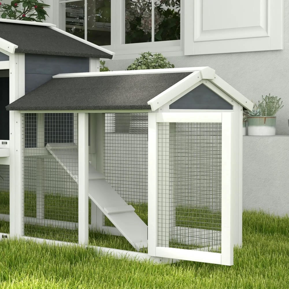 Barara King Large Rabbit Coop, Rabbit Coop, Outdoor Rabbit House,Wooden Rabbit Hutch Elevated Bunny Cage with Enclosed Run with Wheels, Ramp, Removable Tray Ideal, Brown