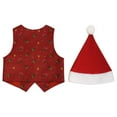thumbnail image 6 of Zhuashum Toddler Christmas Outfits Boys Girls 3-4 Years Toddler Christmas Solid Color Sleeveless Tops Party Vest Hat Vest Outfit Set Retro Clothes Red, 6 of 6