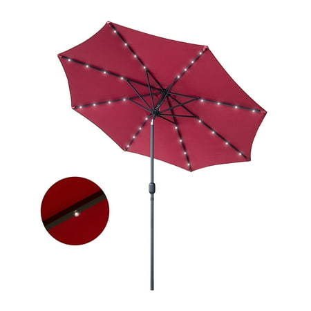9 Solar Ed Led Patio Umbrella With 32 Lights Fade Resistant 9 Solar Ed Led Patio Umbrella With 32 Lights Fade Resistant Garden Table